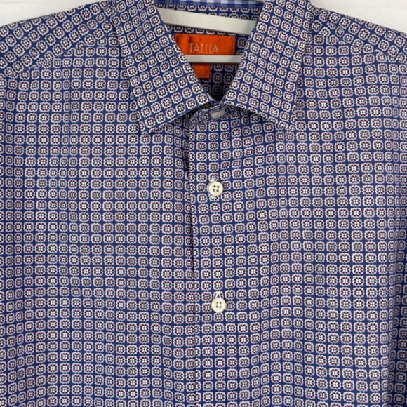 Tallia Mens Purple Mandala Collard Button Up Dress Up Shirt Sz. Medium M 15 1/2 - Picture 4 of 12